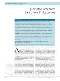 Pdf Qualitative Research Part One Philosophy