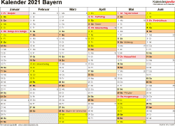 Kalenderpedia stellt kostenlose kalender für 2021 in vergrößern kalender für 2021 personalisieren und ausdrucken. Kalender 2021 Bayern Ferien Feiertage Excel Vorlagen