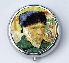 Van Gogh Self Portrait Pill Case Pillbox Box Holder Fine Art Painting DIY