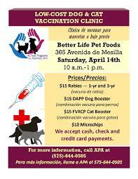 Confirm your appointment via text. Low Cost Vaccination Microchip Clinic Coming To Las Cruces Krwg