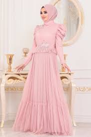 Tesetturlu Abiye Elbise Dantelli Pudra Tesettur Abiye Elbise 4098pd Tesetturisland Com Aksamustu Giysileri The Dress Elbise