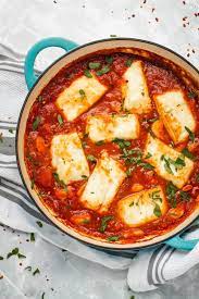Smoky Tomato Halloumi Bake Recipe One Pot Vegetarian Vegetarian Recipes Cooking Recipes