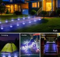 Solar Garden Disk Lights 16LED Solar Ground Lights Underground Lights,4  Pack-20 Lumen