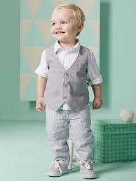 Passend für hochzeit, taufe, kommunion und konfirmation. Vertbaudet Festliches Jungen Set Hemd Weste Und Hose In Weiss Grau Gestreift Kinder Kleider Festliche Kleider Kinder Baby Anzug