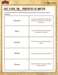 Just Flash Em Properties Of Matter View Printable Science Worksheet For 5th Grade Properties Of Matter Matter Worksheets 5th Grade Worksheets
