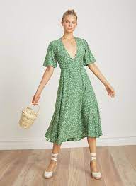 Violette Print Green Rivera Midi Dress Dresses Classy Wrap Dress Midi Dress