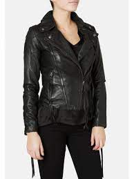 Muubaa Meggie Leather Biker Jacket In Black