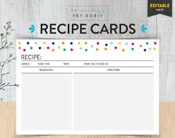 Recipe Cards Printable Recipe Cards Recipe Cards Printable Etsy Recipe Cards Template Recipe Cards Printable Templates Printable Cards