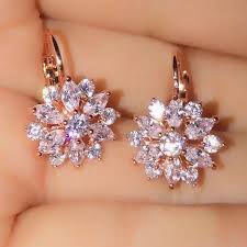 Forever radiant 10k rose gold flower stud earrings with swarovski zirconia sale $80.00. Jewelry Rose Gold Dazzling Diamond Flower Drop Earrings Poshmark
