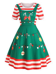 Plus Size Christmas Print Vintage Swing Dress