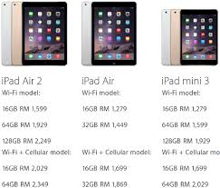 Apple Ipad Air 2 And Ipad Mini 3 Pricing Confirmed From Rm1599 And Rm1279 Technave