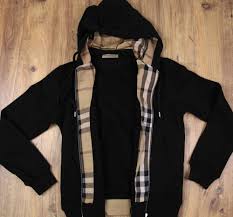 Burberry Hoodie Jacket Black Color Checked Inside Size Xl Genuine Mens Burberry Hoodie Sweater Hoodie Hoodie Jacket