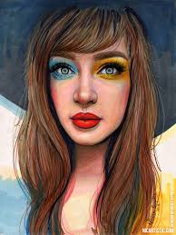 Colorful Portrait Of A Girl Colorful Portrait Colored Pencil Portrait Portrait Drawing