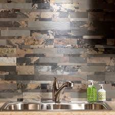 Slate backsplashes offer an elegant, attractive and durable choice for homeowners looking to install a new kitchen or refurbish an existing one. Aspect Medley Slate Peel And Stick Stone Backsplash 15 Sq Ft Kit Overstock 12376671