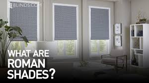 Fabric roman shades, flat roman shade, white shades, any color, any fabric. Blinds Com