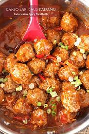 Bakso Sapi Saus Padang Indonesian Spicy Meatballs Recipe Spicy Meatballs Spicy Recipes Spicy
