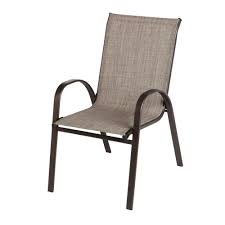 The chairs are solid and sturdy but unfortunately are not stackable unless you unscrew six screws (three per arm) in which case the whole set can then be stacked compactly back. Stylewell Mix And Match Stackable Brown Steel Sling Outdoor Patio Dining Chair In Riverbed Taupe Fcs00015j Rb The Home Depot In 2021 Patio Dining Chairs Patio Dining Outdoor Patio Dining