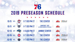 Cbs sports has the latest nba basketball news, live scores, player stats, standings, fantasy games, and projections. Team Announces Preseason Schedule Philadelphia 76ers