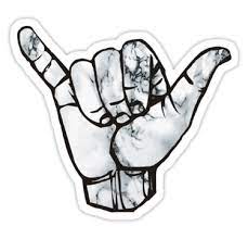 Decorate your laptops, water bottles, . Shaka Hand Marble Sticker By Ldeitch Hand Sticker Marble Sticker Hipster Stickers