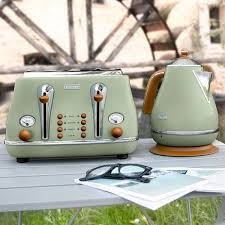 Delonghi Icona Vintage Kettle Olive Green Gloss Green Kitchen Accessories Retro Kitchen Accessories Delonghi Icona