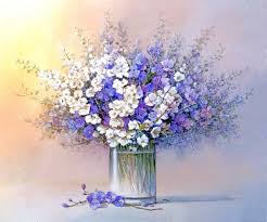 See more ideas about oil painting flowers, oil painting, painting. Violet And White Flowers In A Vase Art Print Of Oil Etsy
