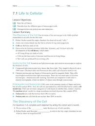 The discovery of the cell. D0794787 C07 L01 Lesson Review Workbook A