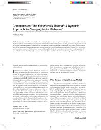 Maybe you would like to learn more about one of these? Pdf Comments On The Feldenkrais Method A Dynamic Approach To Changing Motor Behavior