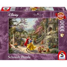 The magic of disney has well and truly been captured in this enchanting snow white jigsaw puzzle, beautifully painted by thomas kinkade. Thomas Kinkade Disney Snow White Dancing With The Prince 1000 Piece Jigsaw Puzzle 365games Co Uk
