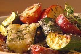 Broiled Zucchini And Potatoes With Parmesan Crust Recipe Food Network Recipes Recipes Food