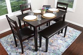 4.4 out of 5 stars. 4 Person 5 Piece Kitchen Dining Table Set 1 Table 3 Leather Chairs 1 Bench Espresso Br Kitchen Table Settings Espresso Dining Tables Kitchen Dining Sets