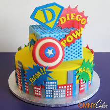Recipe for a diy superhero birthday cake and cupcakes! Pin By Sarah Mostad On Birthday Party Ideas Superhero Birthday Cake Boy Birthday Cake Themed Cakes