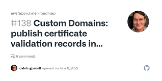 Custom Domains: publish certificate validation records in App Runner  managed zones · Issue #138 · aws/apprunner-roadmap · GitHub