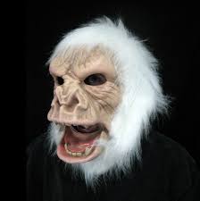 Albino Gorilla Mask White Ape Costume Adult Halloween Moving Mouth Mask