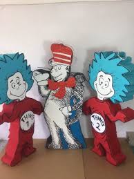 Cat In The Hat Thing 1 And Thing 2 Pinatas Dr Seus Birthday Party Pinatas Cat Birthday How To Make Pinata