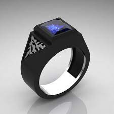 Monarch Mens Regal 14k Black And White Gold 3 0 Ct Princess Blue Sapphire Wedding Ring R914m 14kbwgbs By Art M Black Gold Ring Black Gold Jewelry Black Rings