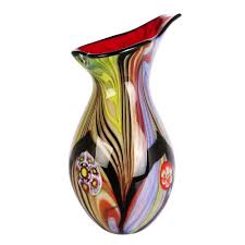 Floral fantasia art glass vase. Luxury Lane Hand Blown Abstract Teardrop Art Glass Vase With Angled Lip 13 5 Inch Tall Buy Online In Guernsey At Guernsey Desertcart Com Productid 2764183