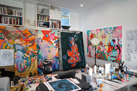 Juxtapoz Magazine A Clean Well Lighted Place To Paint James Jean S Azimuth Kaikai Kiki Gallery Tokyo Abstract Art Projects Digital Art Illustration Painting