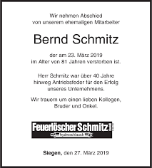 Traueranzeigen von Bernd Schmitz