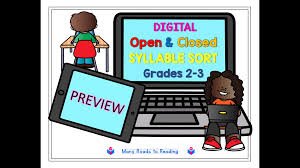 Digital Open Closed Syllable Sort Gr 2 3 Video Syllable Sort Closed Syllables Open Syllables