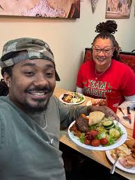 Happy holidays from my mother and I ❤️‍🔥 I brought her to the all you can  eat buffet, Afghan Village Cuisine and they made turkey and potatoes! The  food is amazing as