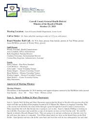 Carroll County General Health District Minutes of the Board of Health  October 23, 2019 Approval of Meeting Minutes: Sean A. Spe