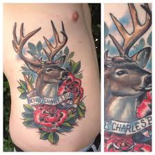 Done By Matthew Hockaday From Dixie Tattoo In Waterford Mi Deer Head Tattoo Antler Tattoos Tattoos