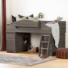 Mitch Twin Loft Bed With Drawers And Shelves In 2021 Low Loft Beds Twin Loft Bed Loft Bed