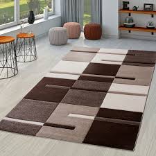 Wohnzimmer in braun und beige einrichten 55 wohnideen von. Moderner Wohnzimmer Teppich Braun Beige Creme Karo Muster Mit Konturenschnitt Ebay