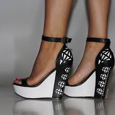 Black And White Wedges Sandals Pin By Gojane On Wedges Leather Wedge Sandals White Wedge Sandals Black And White Wedges