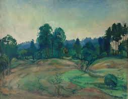 Pavel Kuznetsov Russian 1878 1968 Evening Landscape 1956 Oil On Canvas 28 X 35 In The Art Collection At The Heb Landscape Paintings Graphic Artist Art