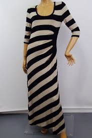 Calvin Klein Asymmetrical Stripe Black Tan Maxi Dress Gathered Waist Sz 12 Calvinklein Sheath Casual With Images Best Maxi Dresses Dresses Womens Skirt