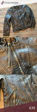 Girls Faux Leather Jacket W Beautiful Bronze Tone Faux Leather Jackets Leather Jacket Outfits Leather Jacket