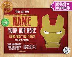 Ironman Invitation Editable Text Customizable Superhero Printable Birthday Party Invi Birthday Party Invitations Printable Iron Man Party Iron Man Birthday