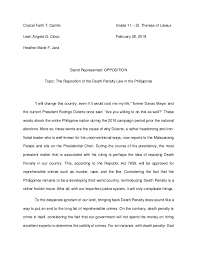 Philippines example of position paper about poverty : Position Paper About Death Penalty